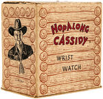"HOPALONG CASSIDY WRIST WATCH" ON SADDLE IN DISPLAY BOX.