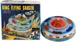 "KING FLYING SAUCER" & "SPACE SHIP X-5" BOXED SPACE TOY PAIR.