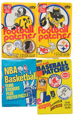 “FLEER” SPORTS TEAM STICKERS/PATCHES FULL GUM DISPLAY BOXES.