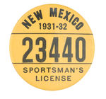 "NEW MEXICO 1931-32 SPORTSMAN'S LICENSE."