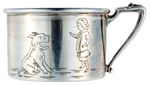 "BUSTER BROWN" SILVER-PLATE CUP & SPOON W/BOXED SILVERWARE SET.