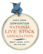 LIVESTOCK CONVENTION 1901 CELLULOID MEDALLION.