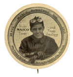 “MASCO MOTORCYCLE TIRE 1918” RARE BUTTON FROM HAKE COLLECTION & CPB.