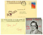 FAMOUS MONSTERS OF FILM LAND EDITOR FORREST J. ACKERMAN AUTOGRAPHED PHOTOS AND SIGNED NOTE.