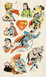 "SUPERMAN TATTOO TRANSFERS" ORIGINAL ART PROTOTYPE & PRODUCTION MEMO.