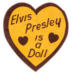 "ELVIS PRESLEY IS A DOLL" FABRIC IRON-ON PATCH.