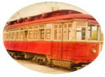 OUTSTANDING STREETCAR COLOR TINTED REAL PHOTO LARGE BUTTON.