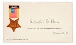 RUTHERFORD B. HAYES SIGNED AND DATED GRAND ARMY OF REPUBLIC PERSONAL BUSINESS CARD.