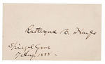 RUTHERFORD B. HAYES SIGNED AND DATED GRAND ARMY OF REPUBLIC PERSONAL BUSINESS CARD.
