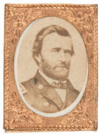 GRANT 1868 CARDBOARD PHOTO IN MINT BRASS SHELL FRAME.