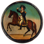 "GENERAL WASHINGTON" OUTSTANDING COLOR HAND-PAINTED PAPER MACHE LACQUERED SNUFF BOX.