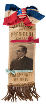 HIGH GRADE RIBBON BADGE “PROTECTION FOR PRESIDENT 1896 WM. McKINLEY OF OHIO.”