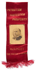“McKINLEY/THE NATION’S CHOICE” RARE RIBBON WITH LARGE CELLULOID PORTRAIT.