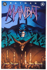 JOHN BOLTON BATMAN PAINTED ORIGINAL ART FROM "MANBAT" COMIC W/PRINTED COMIC BOOK.