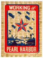 WWII “WORKING AT PEARL HARBOR” WINDOW CARD WITH LETTER FROM COMMANDANT OF NAVY YARD.