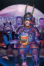 "SAMURAI CAT GOES TO THE MOVIES" ORIGINAL BOOK COVER ART.