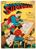 "SUPERMAN" COMIC BOOK NUMBER 25 SIGNED ON FRONT COVER BY COVER ARTIST JACK BURNLEY.