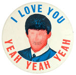 BEATLES “I LOVE YOU” BUTTON DESIGNED FOR PERSONAL PHOTO.