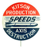 “KITSON PRODUCTION/SPEEDS AXIS DESTRUCTION” RARE BUTTON SHOWING BOMB.