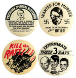 FOUR CLASSIC ANTI-AXIS BUTTONS FROM WORLD WAR II.