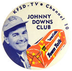 JOHNNY DOWNS FORMER OUR GANG STAR 1950s SAN DIEGO TV BUTTON.