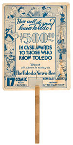 "TOLEDO NEWS-BEE" NEWSPAPER PROMO FAN WITH TARZAN AND OTHER CHARACTERS.