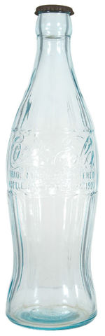 "COCA-COLA" LARGE STORE DISPLAY GLASS BOTTLE WITH METAL CAP.