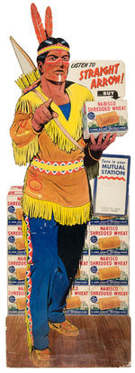 "LISTEN TO STRAIGHT ARROW!  BY NABISCO SHREDDED WHEAT" LARGE DIE-CUT STORE STANDEE.