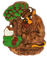 “FERDINAND THE BULL” PAINTED WOOD COMPOSITION PIN FROM THE HAKE COLLECTION.