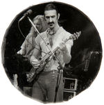 FRANK ZAPPA PLAYING GUITAR REAL PHOTO BUTTON, POSSIBLY UNIQUE.