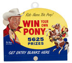 RARE ROY ROGERS "WIN YOUR OWN PONY" DIE-CUT CARDBOARD STORE DISPLAY W/MATCHING MAGAZINE AD
