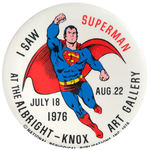 “I SAW SUPERMAN” ART GALLERY LARGE BUTTON.