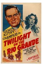 GENE AUTRY "TWILIGHT ON THE RIO GRANDE" LINEN-MOUNTED MOVIE POSTER.