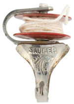 CAPTAIN VIDEO "FLYING SAUCER" SILVER BASE AND WITH LUMINOUS SAUCER VARIETY.