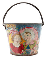 RARE SAND PAIL FEATURING MICKEY MOUSE, BETTY BOOP & SHIRLEY TEMPLE.