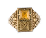 BUCK ROGERS COCOMALT PERSONALIZED INITIAL AND BIRTHSTONE PREMIUM RING.
