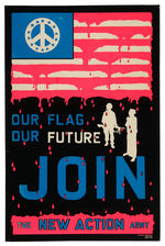 BLACK LIGHT ANTI-ARMY POSTER CIRCA 1970 WITH BLEEDING FLAG.