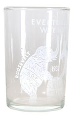 ROOSEVELT-HOOVER 1932 “EVENTUALLY, WHY NOT!  4% BEER” GLASS.