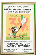 MICKEY MOUSE FRAMED WWII VICTORY GARDEN POSTER.