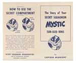 CAPTAIN MIDNIGHT RARELY OFFERED INSTRUCTION FOLDER AND MAILER FOR THE "MYSTIC SUN-GOD RING."