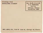 "HOPALONG CASSIDY-AID" COMPLETE PREMIUM CARD SET & MAILER.