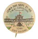 "IOWA DAY" TRANS-MISSISSIPPI EXPO BUTTON.