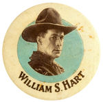 “WILLIAM S. HART” AMONG THE FIRST EVER BUTTONS TO PICTURE A COWBOY STAR FROM THE HAKE COLLECTION.