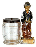 "CHARLIE CHAPLIN" GLASS CANDY CONTAINER/BANK.