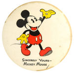 “MICKEY MOUSE” CLASSIC STORE CLERK’S 1930s PROMOTIONAL BUTTON.