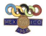 "MEXICO 1968" OLYMPICS ENAMEL AND BRASS TIE TAC.