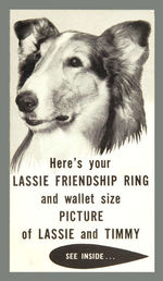 "LASSIE FRIENDSHIP RING" 1958 FOLDER INCLUDING WALLET PHOTO.