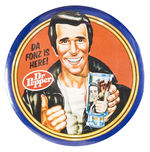 FONZ PROMOTES "DR. PEPPER" GLASS GIVE-AWAY.