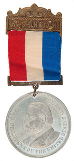 CLEVELAND OUTSTANDING RIBBON BADGE WITH MEDAL FOR 1893 INAUGURATION.