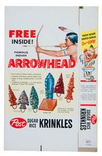 POST CEREAL “FREE ARROWHEAD/FREE SPACE TOP INSIDE” BOX FLAT AND WRAPPER.